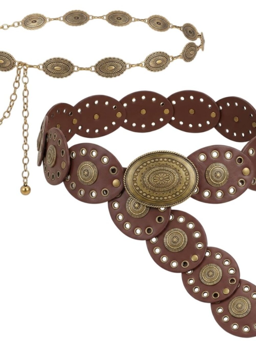 2 Pcs Boho Belt for Women, Western Waist Chain and Leather Belts